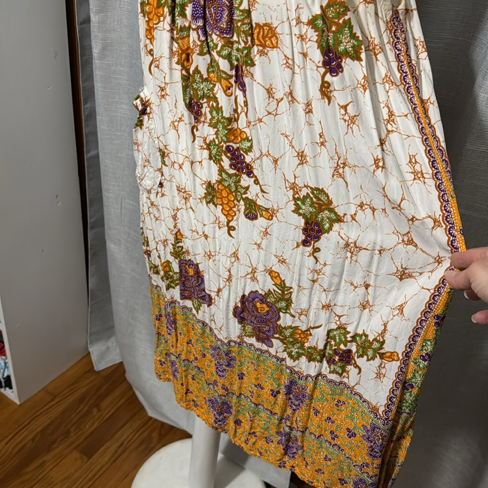 Batik Dress-Sz S/M-Cotton Blend Popover Style-Boho Chic Casual - Picture 8 of 15